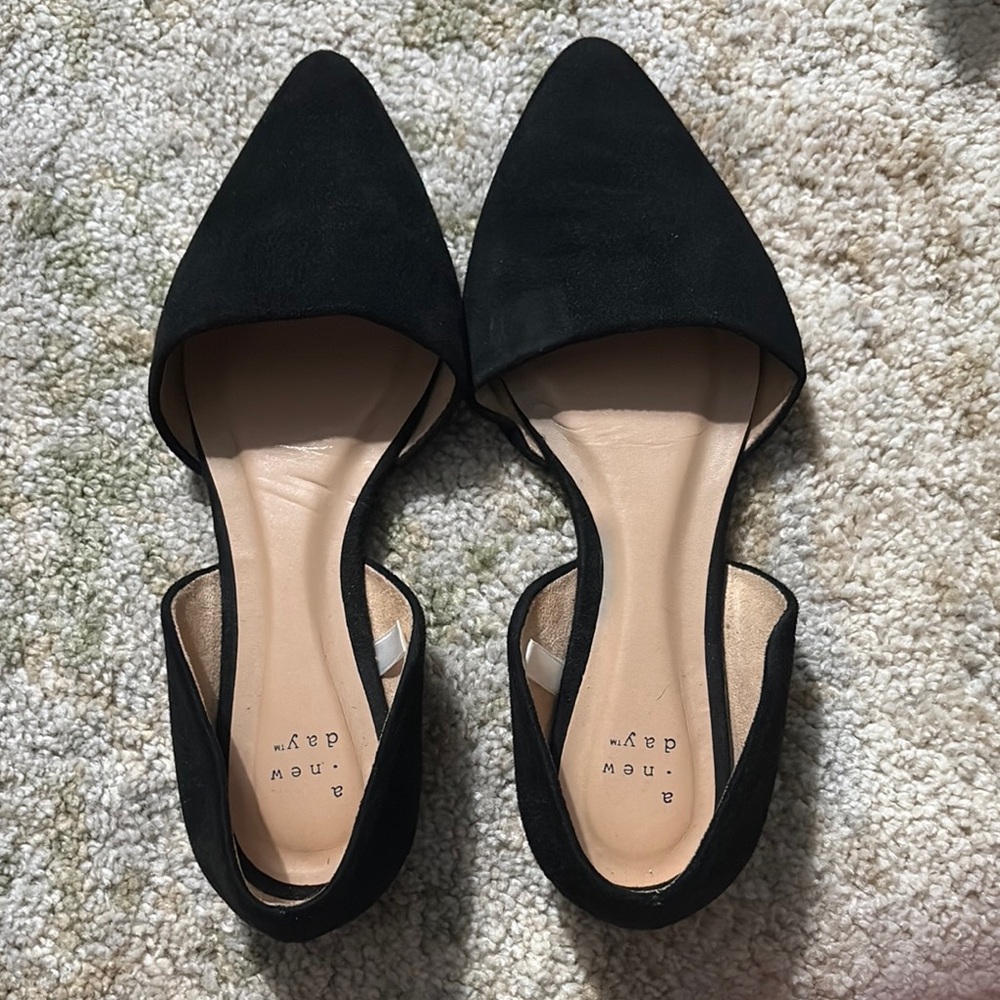 A New Day Black Flats with Asymmetrical Cutout Design
